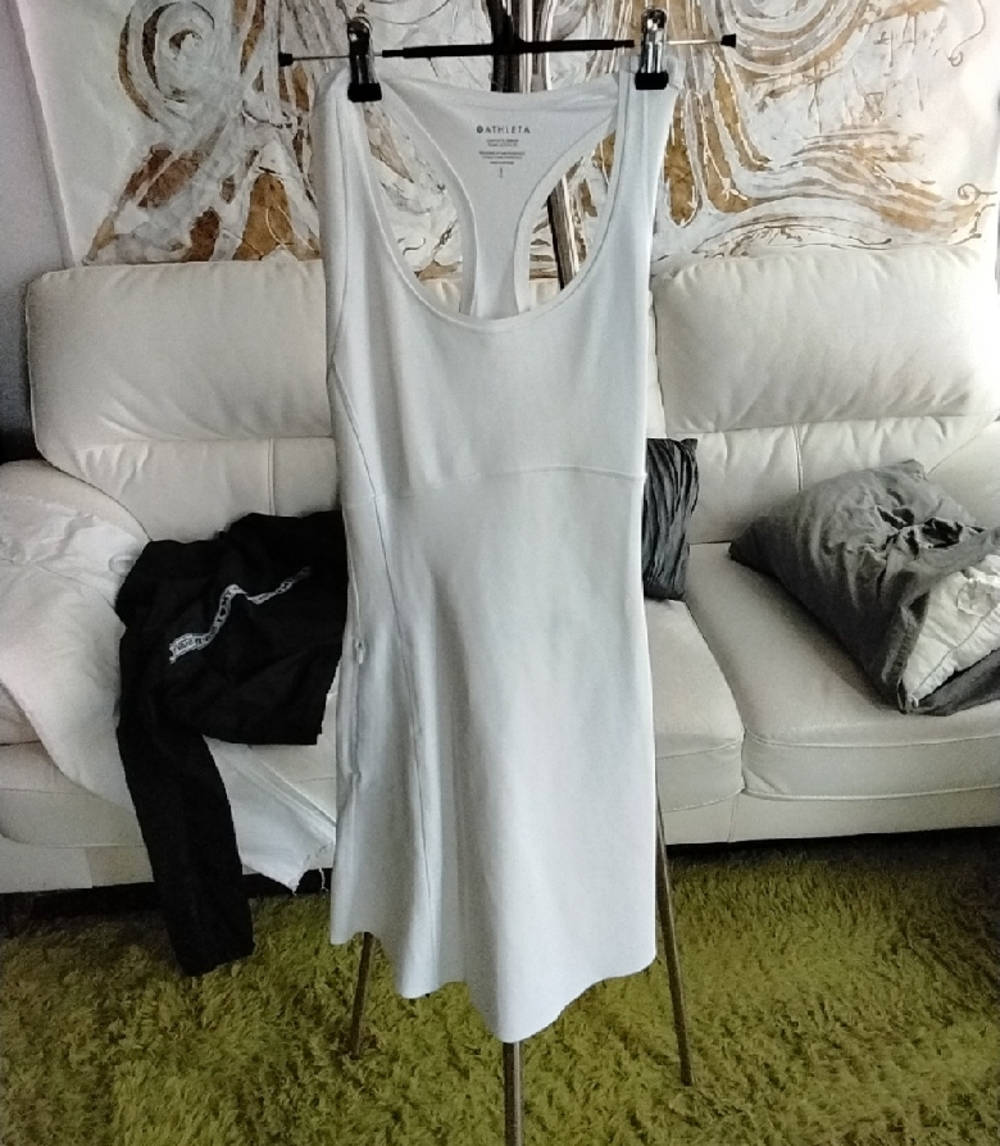 Athleta White Scoop Neck Racerback Active Dress